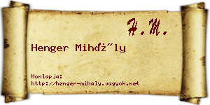 Henger Mihály névjegykártya